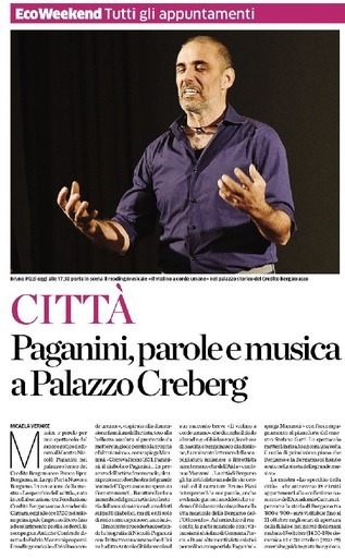 Paganini, parole e musica a Palazzo Creberg