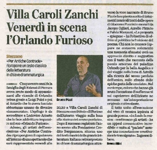 Villa Caroli Zanchi: venerdì in scena l'Orlando furioso